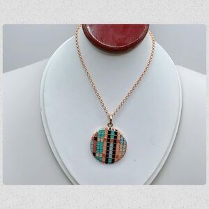 “Rare”Multicolor Pendant Necklace Gold rose 925 18inches